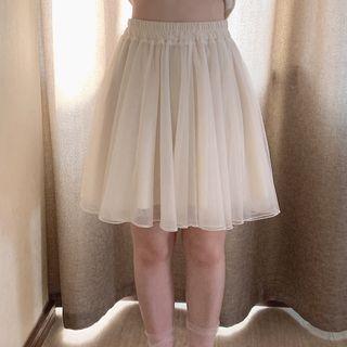 Elastic Waist Mesh Mini Skirt