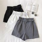 Striped High-waist Shorts With Belt