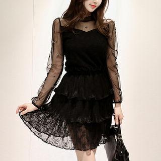 Tiered Lace A-line Mini Skirt