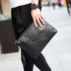 Faux Leather Panel Clutch