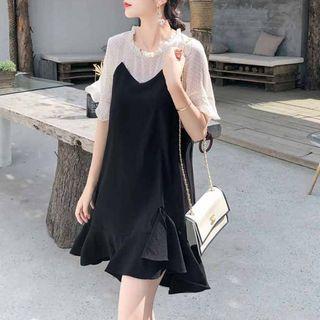 Chiffon Panel Sheer Dress