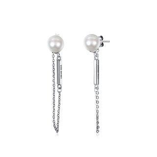 925 Sterling Silver Pearl Tassel Earring Silver - One Size