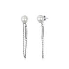 925 Sterling Silver Pearl Tassel Earring Silver - One Size
