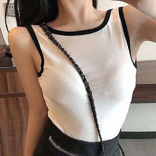Color-block Open Back Tank Top White - One Size
