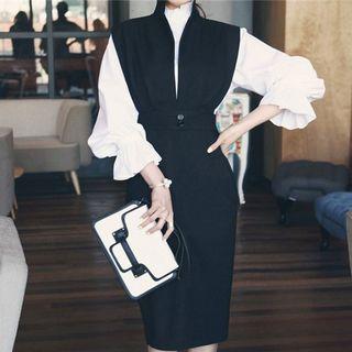 Balloon-sleeve Blouse / Sleeveless Dress