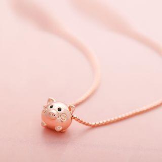 Piggy Charm Necklace 1 Pc - Rose Gold - One Size