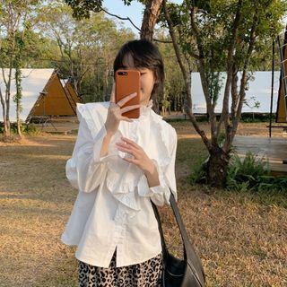 Semi High-neck Ruffled Shirt