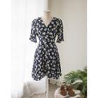Wrap-front Tie-waist Floral Dress