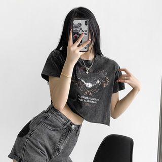 Short-sleeve Eagle Print Vintage T-shirt