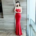 Bow Strapless Sheath Evening Gown