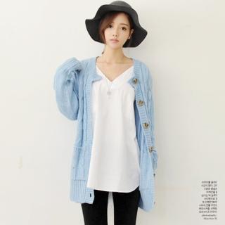 Round-neck Cable-knit Cardigan