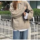 Plain Polo Sweater Khaki - One Size