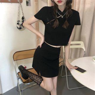 Set: Short Sleeve Crop T-shirt / Skirt