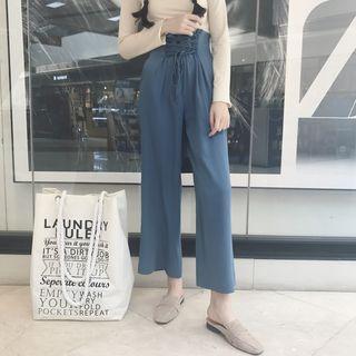 Lace-up Chiffon Wide Leg Pants
