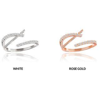 Rhinestone Geometric Open Ring