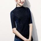 Short-sleeve Mock-neck Dance Top