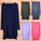 Pocket-front Long-sleeve Top
