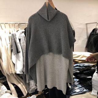 Turtle-neck Knit Cape