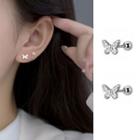 Butterfly Rhinestone Sterling Silver Earring 1 Pair - Silver - One Size