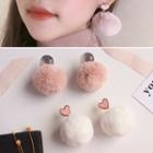 Furry-ball Drop Statement Earring / Clip-on Earring