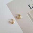 Layered Alloy Hoop Earring 1 Pair - S925 Silver - Gold - One Size