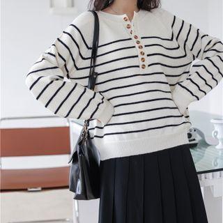 Henley Striped Sweater