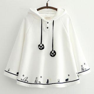 Cat Embroidered Cape Hoodie