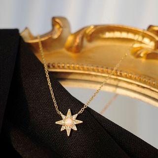 Rhinestone Star Necklace Gold - One Size