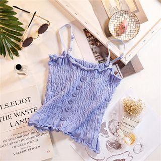 Plain Crinkled Cropped Camisole Top