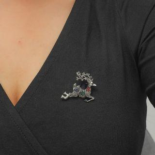 Christmas Deer Rhinestone Alloy Brooch