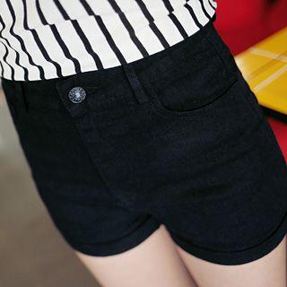 Zip-front High-waist Shorts