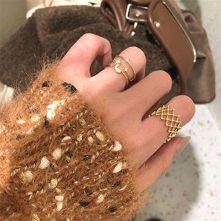 Alloy Moon & Star Layered / Mesh Open Ring