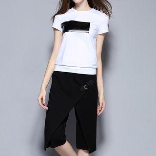 Set: Short Sleeve Panel T-shirt + Wrapped Shorts