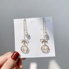 Faux Pearl Alloy Bow Dangle Earring 1 Pair - Type 01 - One Size