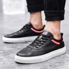 Genuine Leather Lace-up Two-tone Sneakers
