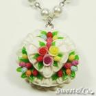 White Double Layer Color Rose Cake Pearl Necklace