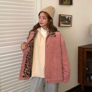 Leopard Print Fluffy Collar Jacket