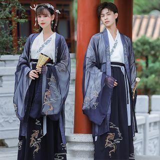 Hanfu Embroidered Top / Maxi Skirt / Light Jacket / Set