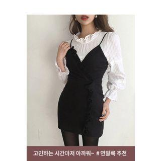 Spaghetti-strap Frilled-trim Minidress
