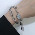 Mother Mary & Chain Layered Bracelet E438 - As Shown In Figure - One Size