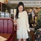 Bishop-sleeve Lace Shift Dress