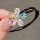 Flower Faux Crystal Hair Tie Ly739 - Pink & Yellow - One Size