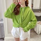 Long-sleeve Twisted Hooded Pullover