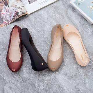 Peep-toe Pvc Flats