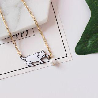 Cat & Faux-pearl Bracelet As Shown In Figure - One Size