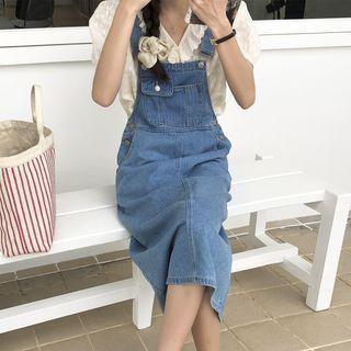 High-waist Washed Denim A-line Dress