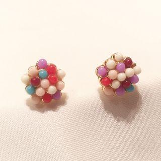 Bead Stud Earring 1 Pair - Multicolor - One Size