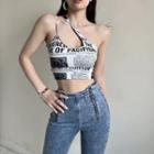 Newspaper Print Cropped Camisole Top