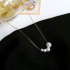 Faux Pearl Pendant Alloy Necklace 1pc - Gold & White - One Size