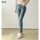Square-patch Washed Skinny Jeans